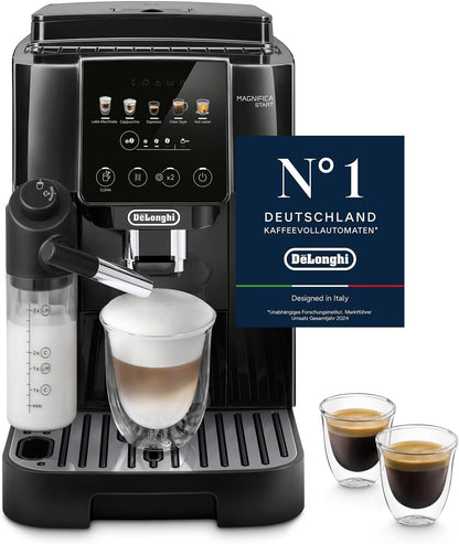 Magnifica Start (ECAM220.91.B)- Perfetto Kaffeevollautomat mit LatteCrema-Milchaufschäumer, 4 One-Touch-Getränke, Cappuccino, Espresso Kaffeemaschine, Soft-Touch-Bedienfeld, Schwarz
